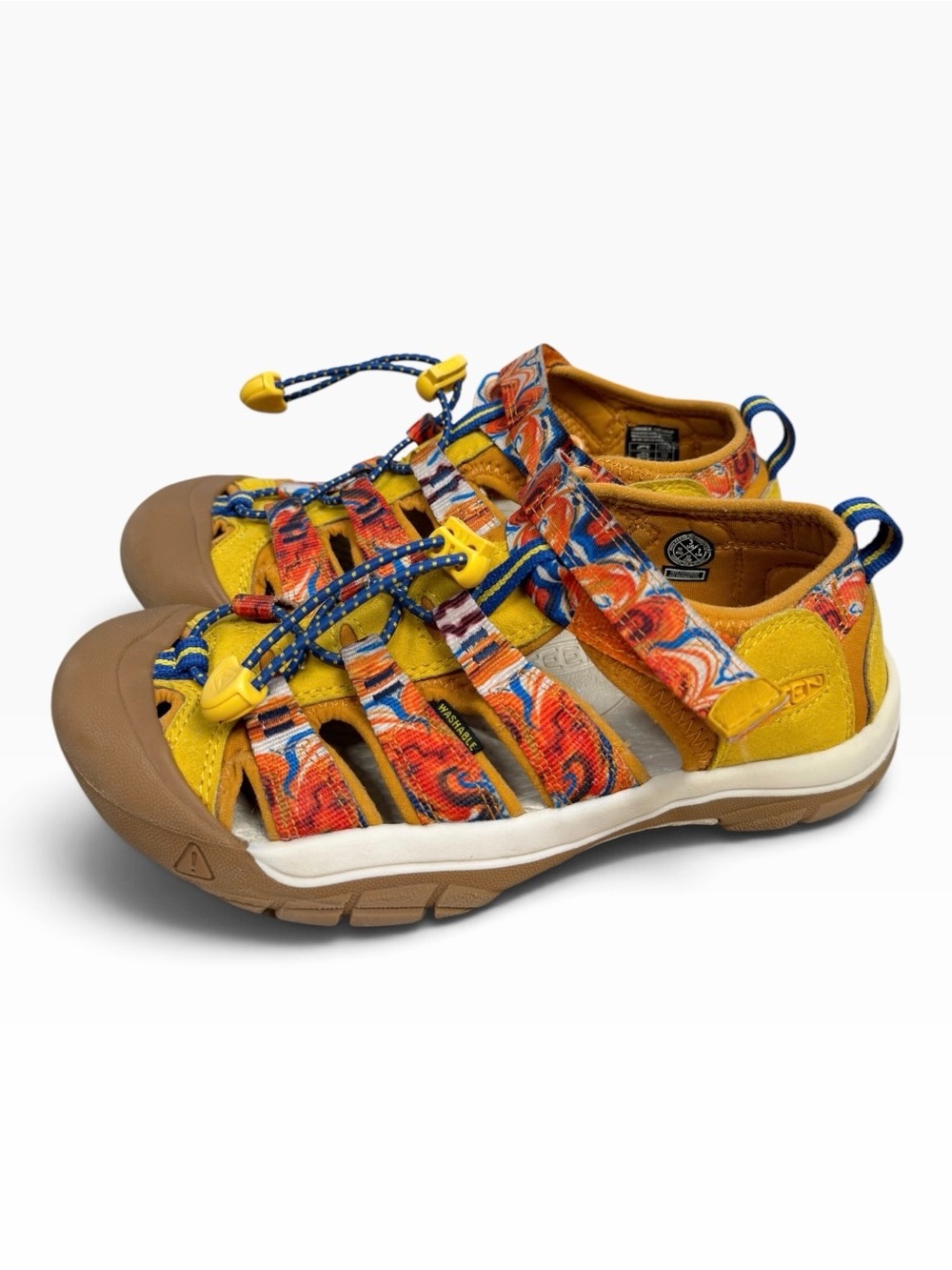 KEEN Newport H2 Orange Peel Yellow Multicolor Sport Sandals Kids Youth Size US 3